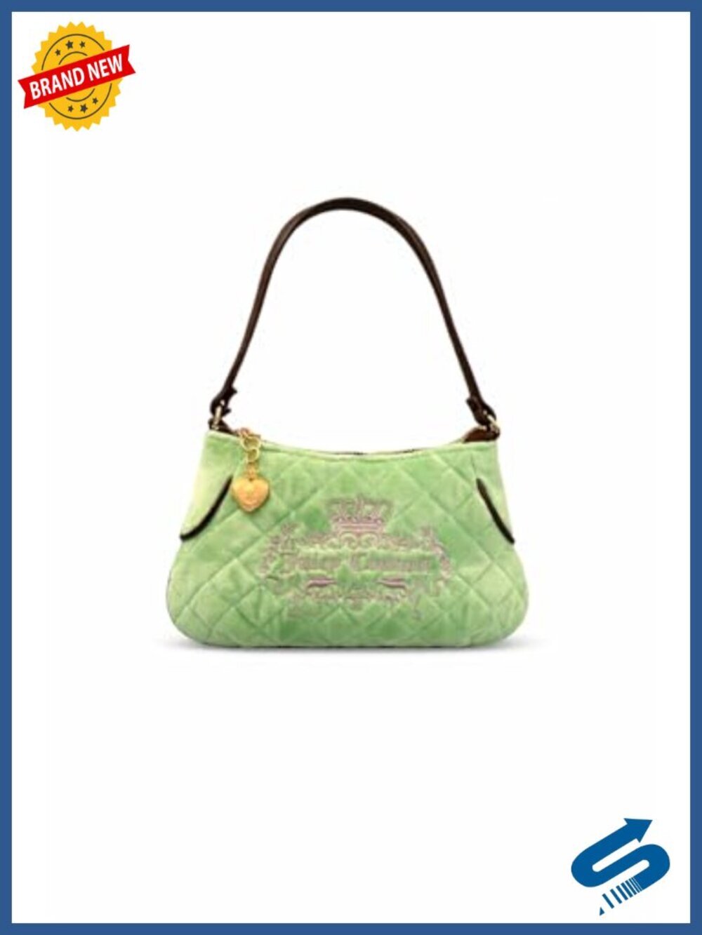 Quilted Velour Mini Wristlet with Heart Charm, Removable Strap